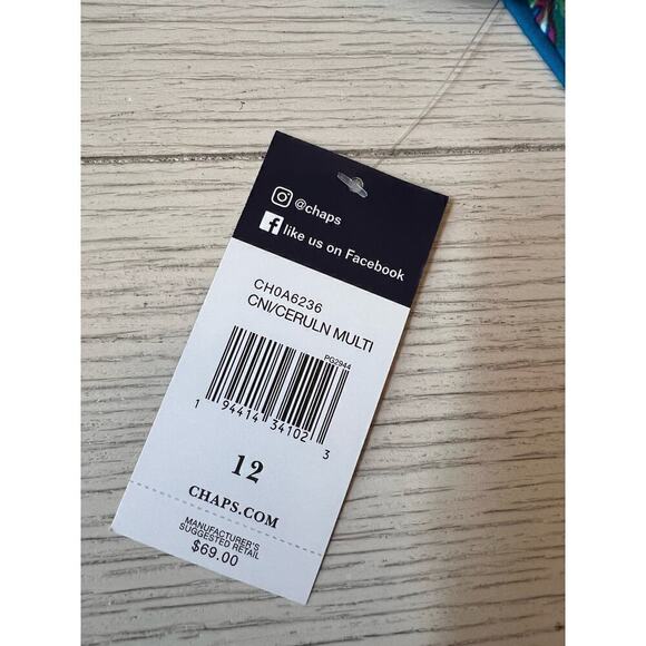 NWT Chaps cerulean blue multi color floral wrap midi dress. Poly, spandex. Sz 12 - Picture 8 of 11